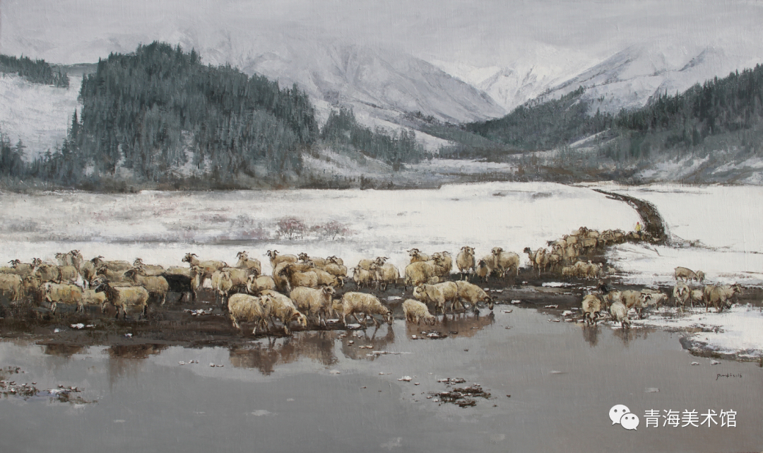 《春醒祁連》  115cm×195cm  布面油畫